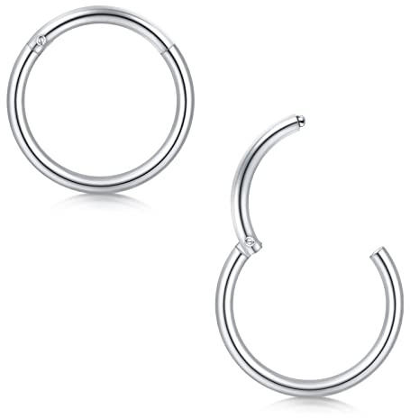 Briana Williams 2 pz Incernierato Naso Anello Segmento Lip Helix Setto Trago Helix Rook Orecchini Piercing Clicker 16G 7mm