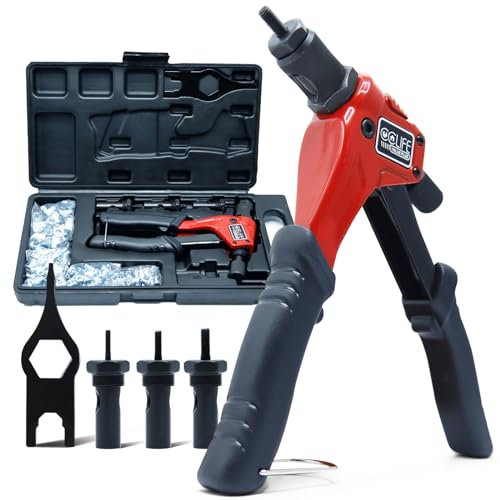 CCLIFE Pince a Insert Fileté, Pince a Rivet avec 4 Mandrins M3 M4 M5 M6 et 180 pièces Écrou de Rivet, Manuelle Pince a Sertir Ecrou avec étui de Transport