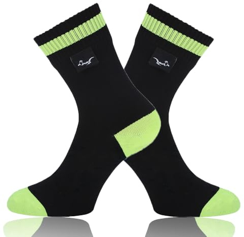 OTTERSHELL Calzini impermeabili e traspiranti per attività all'aperto Ideali per golf, corsa, ciclismo, trekking e camminate - Tecnologia COOLMAX (IT, Numero, 36, 38, Regular, Corto, Nero - Green)