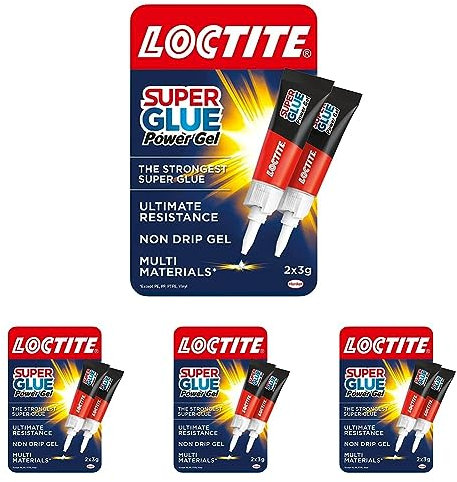 Loctite 2560191 Gel Instant Super Glue, Strong All-Purpose Clear Glue for Repairs, Clear Various Materials, Easy to Use Instant Super Glue, 2 x 3 g, Transparent (Pack of 4)