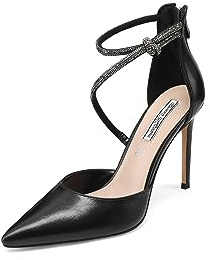 QUEEN HELENA Décolleté Scarpe Eleganti con Tacco a Spillo Cinturino con Strass Donna K3280 (Nero, Sistema Taglie Calzature EU, Adulto, Donna, Numero, Media, 40)