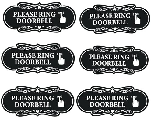 HMDZMR Please Ring Doorbell Sign 6Pcs Self Adhesive Door Entrance Reception Notice Vinyl Sticker for Home Office Ring Doorbell 4.7 x 2 Inches
