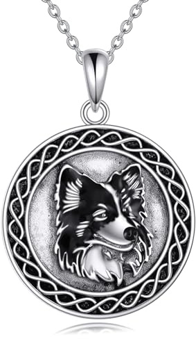 YAFEINI Hund Kette für Damen Silber 925 Border Collie Hund Haslkette Anhänger Schmuck Geschenke für Damen Mädchen