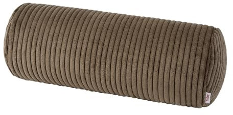 beties HYggelig No.2 Samt Block Cord Nackenrollen Bezug ca. 15x40 cm Nackenrollen-Hülle in Raumausstatter Qualität aus deutschem Unternehmen (Umbra-braun)