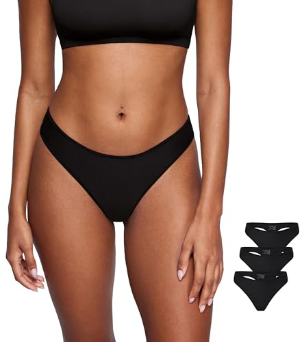 SOULVOR Magneticfit Thongs for Women Stretch Sexy Underwear Comfort Tagless Thong Low Rise Breathable Panties 3 Pack Black (3pack) Small
