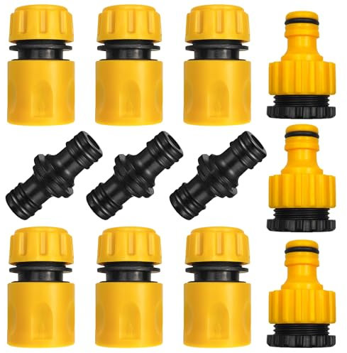 Connettori per Tubi da Giardino Raccordi per Tubo da Giardino in Plastica da 1/2’’ e 3/4’’ Tubo Flessibile Raccordi Rapidi per Irrigazione e Giardino (12 Pezzi) raccordi per Tubi irrigazione