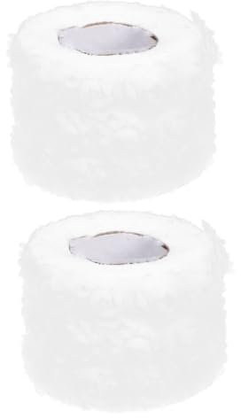 FRCOLOR 2 Rouleaux Bracelet roses embroidery decoration maison nappe tissu vêtements tissu fleuri délicat à coudre tridimensionnel gaze feuille Matériel 3d Matériaux en blanche