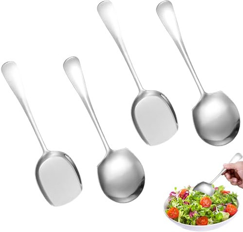 YIZWINS Set di 4 Cucchiaio da Portata in Acciaio Inossidabile, Cucchiai da Portata Grandi, Cucchiai Grandi con Manici Lunghi, Cucchiai da Buffet Grandi, Cucchiai da Portata per Ristoranti a Buffet