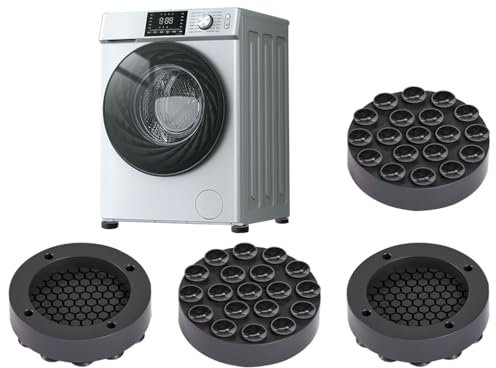 Abiyou Tapis Anti Vibration Machine a Laver, 4PCS Amortisseurs de Vibrations Machine à Laver, Pied Machine a Laver avec Patin en Caoutchouc, Tapis Machine à Laver Anti Vibration pour Machine à Laver