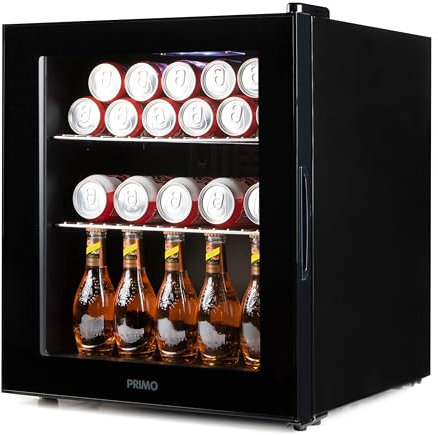 PRIMO PR178BC Réfrigérateur à boissons - Minibar - Mini réfrigérateur - Porte vitrée - Pose libre - 46L - D - Noir