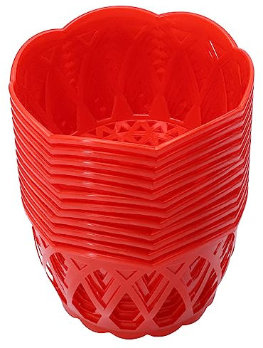 Operitacx 12 Pièces Panier D' D'oeufs Clé Panier De Fruits Marché Bol De Fruits Panier De Poulet Panier D'oeufs Corbeille De Fruits Œuf Petit Coloré Plastique Rouge