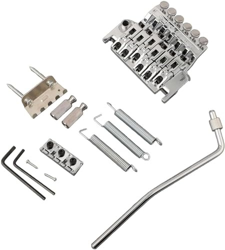 Eftermarknad dubbellåsande Tremolo bryggsats för elgitarrer zinklegering konstruktion komplett set för kompatibel Tremolo Bridge Ersättning, Tremolo Bridge Set (silver)