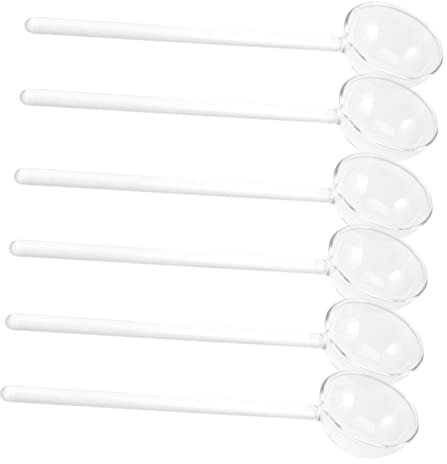 HOLIDYOYO 6 Piezas Cuchara De Vidrio Resistente Al Calor Transparente Kit De Cucharas Para Restaurante Uso Fiestas y Gachas