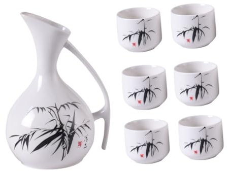 CIYODO Set Di Dispenser Per Vino Vintage in Ceramica Piccoli Bicchieri Da Vino Antico Per Sakè Caldo Collo Stretto Per Conservare Calore