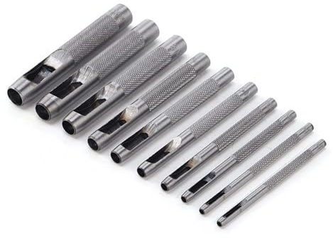 ShiningUU 14 Pcs Carbon Steel Leather Hole Punch, Round Hollow Punch Cutter for Belts, Watch Bands, Canvas, Paper, Gasket & Plastics (1mm-10mm) | Professional Leather Punch Tool