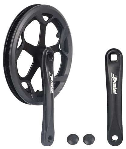 WEEROCK Prowheel E Bike/Bike Crankset 1 Piece/Single 46T Chainring Crankset with Aluminium Alloy 170mm Arm, Double Chain Cover for Single Speed and 6/7/8 Speeds Electric Bike,Bicycles, Folding Bicycle
