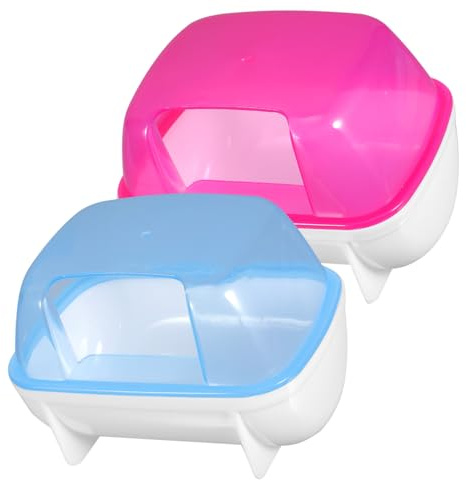 YARNOW Baño de Arena para Hámster y Chinchilla Semitransparente Portátil, Plástico Duradero, Tamaño Grande 12.5x9x9 Cm, Uso en Hogar y Viajes, Apto para Mascotas Pequeñas
