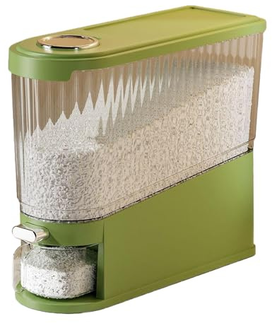 siduytin Dispensador de arroz para Alimentos Secos, contenedor de arroz Sellado Gama con Abrazadera, dispensador automático Desmontable ABS a Prueba Humedad, Verde
