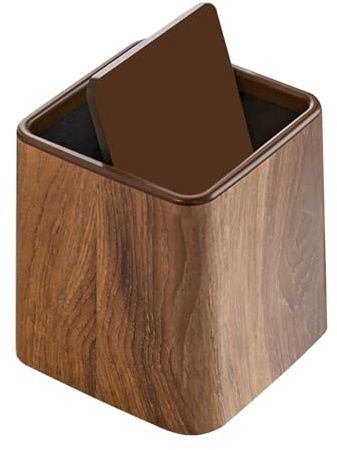 Petite Poubelle De Bureau - 14.7x14.7x15.3cm Imitation Rétro Poubelle En Bois, Avec Couvercle, Conception De Couvercle Poussoir, Poubelles Déco Rétro Pour Maison Chambre D'Cuisine Bureau Salle De Bain