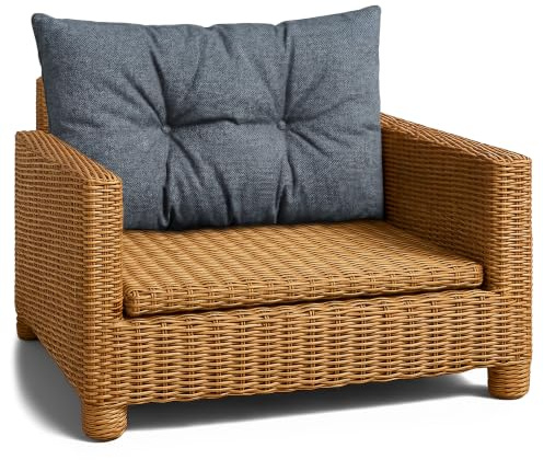 Amazinggirl Cojín Lounge Muebles Jardín - Cojín de Respaldo 40x50 cm Respaldo Rattan Ideal para balcón terraza salón Exterior Confort Acolchado Grueso Duradero Vaquero Lino ecológico