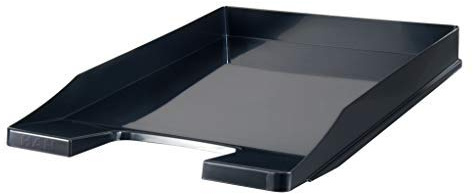 Han Briefablage Junior 1025-13 i svart/platt, stapelbart papper/i innovativ, modern design/för brev och papper i storlek A4–C4, 5 stycken