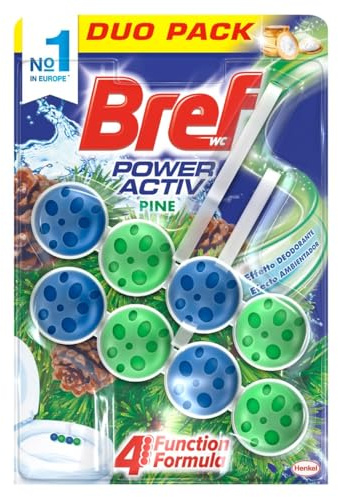 Bref Power Activ Natura Cesta WC (2 unidades), limpia baño para un WC siempre limpio y fresco, limpiador de baños con fórmula antical que elimina la suciedad