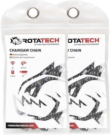 x2 (Two) Genuine Rotatech Chainsaw Saw Chain 52 Drive Links Fits McCulloch 335 338 435 438 463 (14) (2 Chains)