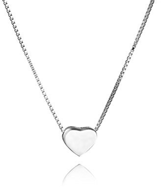 SLUYNZ Halskette mit echtem 925er Sterlingsilber-Liebesherz-Anhänger für Damen schlanke Herz-Tennis-Halskette (0.7cm Heart-Silver)