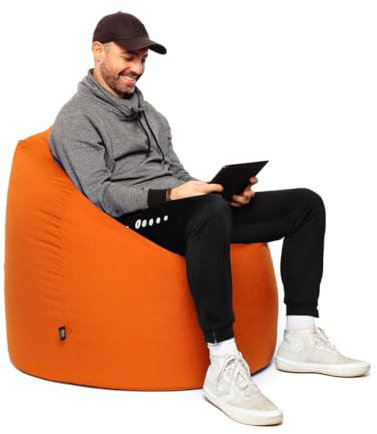 PATCH HOME Sitzsack XXXL Tropfenform – Orange – Indoor & Outdoor Beanbag mit Styroporfüllung - Bereits Befüllt - Kinder & Erwachsene - 30 Farben & 3 Größen - Für Kinder und Erwachsene