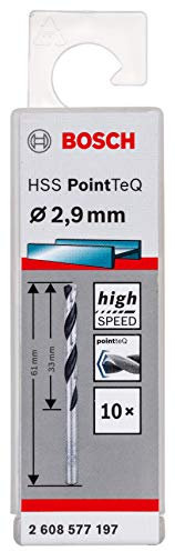 Bosch Professional 10-Piece PointTeQ HSS Twist Drill Bit (for Metal, 2.9 x 33 x 61 mm, Drill Driver Accessories)