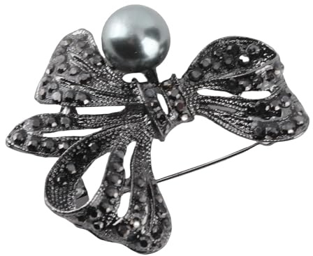 Spille fiore nero Donna Vintage Argento antico Lega vintage Spilla Lega Sciarpa Abbigliamento Decorazione Accessorio