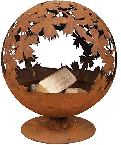 brasero,Cesta de Fuego, Fuego de jardín Fogón Jet-Line World Firebol con diseño de Hojas, 58 x 58 x 66 cm Balcón terraza jardín