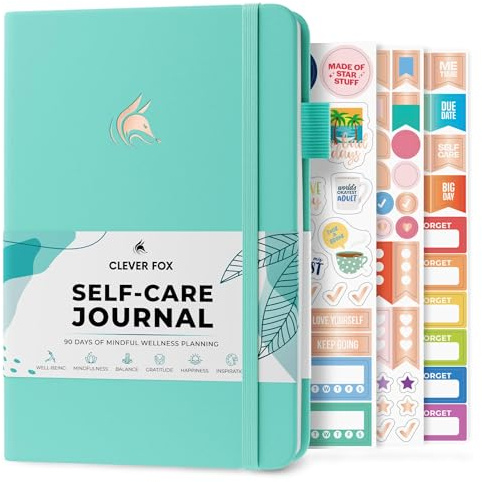 Clever Fox Self-Care Journal – Daily Reflection Notebook – Mental Health & Personal Development Planner, Meditation & Mood Log, A5 (Turquoise)