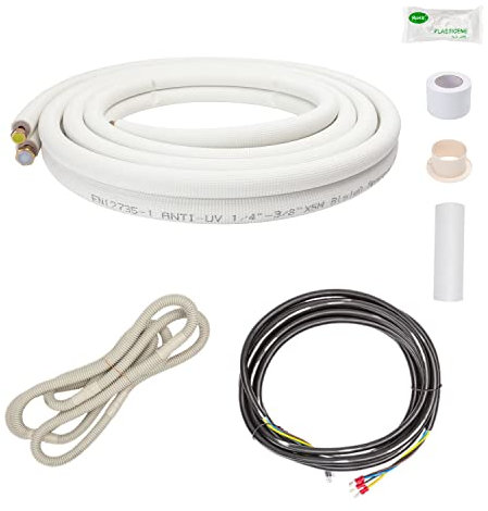 Tuyau de Cuivre Tube en Cuivre pour Climatiseur 1/4 & 3/8 Pièce de Climatisation Split 5M avec un Bobine Isolante Câble HVAC Canalisations Costumes ou Complets