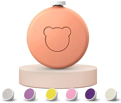 Julyupoli Lime à Ongles Électrique pour Bébé 6 en 1 Kit de Tondeuse à Ongles pour Nouveau-Nés Enfant et Adulte têtes de meulage remplaçables,faible bruit (Orange)