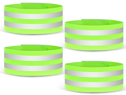 URAQT Reflektorband,4 Stücke Universal Doppel Reflektorbänder Running Sicherheitsband Reflektierend Neon Reflektorbänder für Radfahren Joggen Geeignete Reflektoren für Kinder & Erwachsene