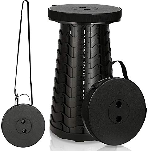 Jopassy Bärbar hopfällbar pall, lätt teleskoppall, lastkapacitet 180 kg, 6–44 cm, höjdjusterbar vikbar pall, utdragbar campingpall, vikbar pall för camping, trädgård, fiske, vandring