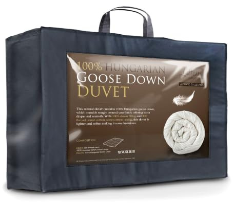 Littens Ultimate All Seasons Duo 13.5 Tog Emperor Bed Size 100% Hungarian Goose Down Warm Winter Thermal Duvet Quilt, 300TC Cotton Jacquard, Down Proof (4.5 + 9.0) 290cm x 235cm Energy Efficient