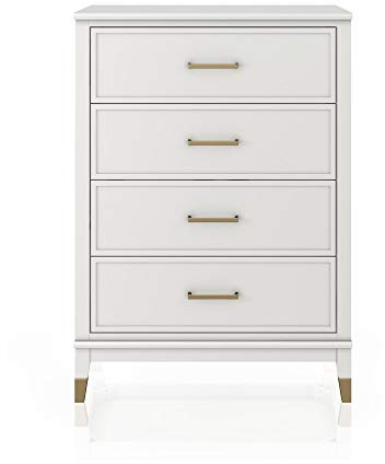 DHP Furniture Westerleigh 4 Drawer Dresser, White, 50x76x106cm (DxWxH)