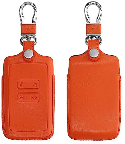 kwmobile Autoschlüssel Hülle kompatibel mit Renault 4-Tasten Smartkey Autoschlüssel (nur Keyless Go) - Leder Schutzhülle Schlüsselhülle Orange