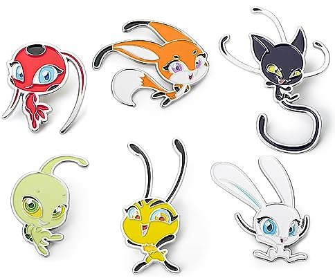 corimori Miraculous Ladybug Anstecker | 6 Kwami Enamel Pins, Schmuck