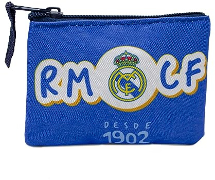 Real Madrid Monedero Cartera RMCF Desde1902 Escudo Producto Oficial 12x10cm… Azul