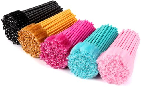 Tbestmax 500 Disposable Mascara Wands Eyelash Brush Spoolies for Eyebrow Eye Lash Extension, Makeup Brushes Applicators Kits - 5 Colors