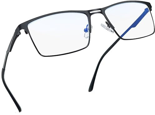 Joopin Lunettes Anti Lumière Bleue Rectangulaire pour Homme et Femme Lunettes d'ordinateur Anti-reflet avec Cadre Métal Noir