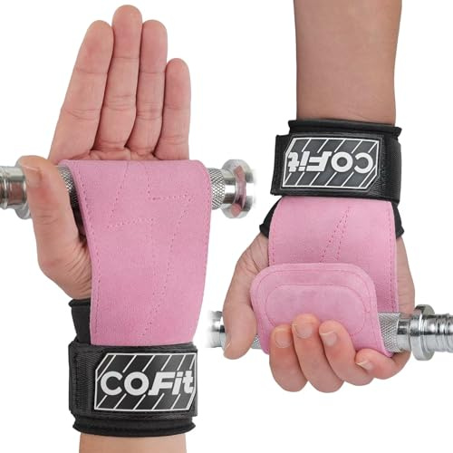 COFIT Wrist Straps for Weightlifting, Workout Wrist Wraps with Dual-Layer Oxford Leather, Enhanced Grip for Optimal Hand and Wrist Protection for Deadlift and Dumbbel - Standard size Pink
