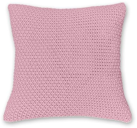 wometo Kissenbezug Strick 45x45 cm rosa - Reißverschluss Oeko-TEX Sofakissen Dekokissen warme weiche Kissenhülle mit edlem und schlichtem Strickmuster rosa