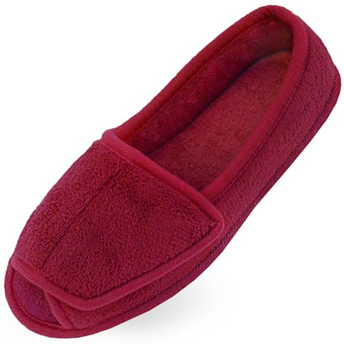 Git-up Zapatillas de Estar por Casa para Mujer Espuma de memoria Cálido Transpirable Suave Antideslizante Cómodas Pantuflas para Interiores y Exteriores Suela de goma Zapatos, Rojo 8