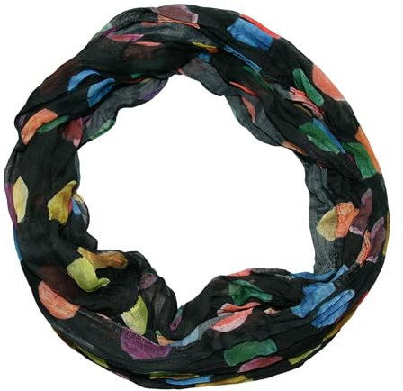 beybey® Damen Seide Loop Schal in herrlichen Farben und ein Batik Punkte Loopschal zum Verlieben Seidenschal (dx schwarz)