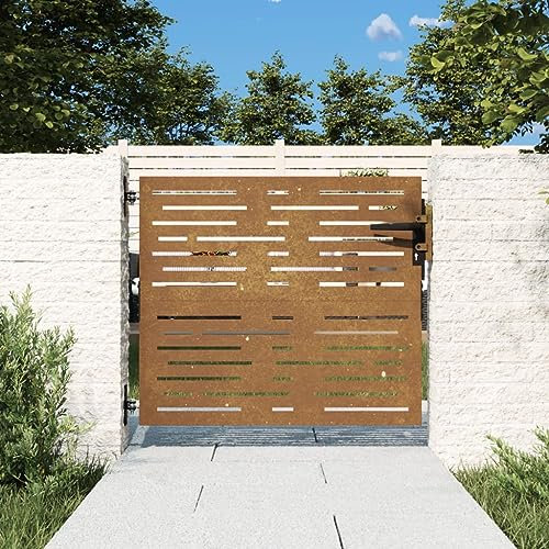 Portal de Jardín de Acero Corten con Diseño Laser y Sistema de Cerradura - 85x3x75 cm