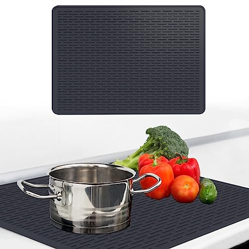 76x53cm Alfombrilla Protectora para Placa Induccion, Protector Vitroceramica, Silicona Cubierta para Placa Induccion de cocina Estufa, Antideslizante Resistente al Calor Tapa para Vitroceramica, Negro